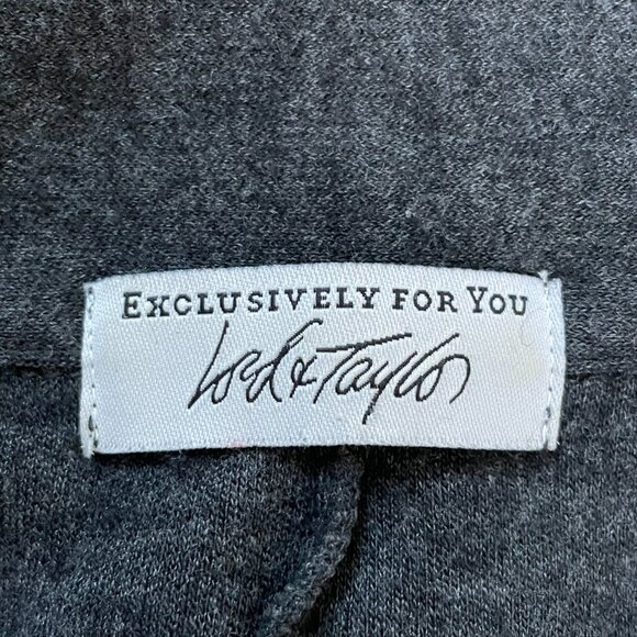 Lord & Taylor Long Grey Wool Button-Front Coatigan Vintage Collared Knit Coat L - Picture 5 of 13